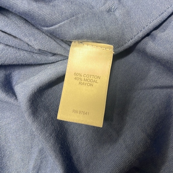 J. Jill V-Neck Pullover Blue Knit Top Women’s L Side Button Slit Tunic - Picture 3 of 7